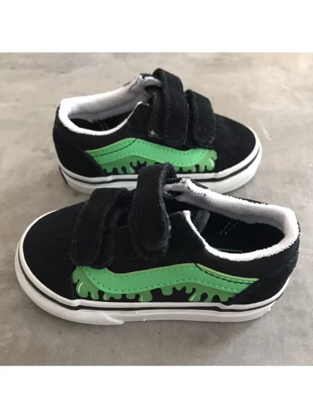 Vans Shoes Slime Old Skool Toddler Boy 5 Glows Black Green Skater Sneaker Suede